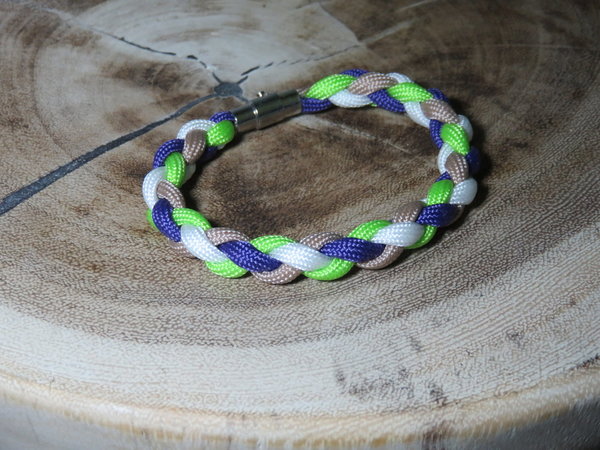 Armband "Wave" violett/weiß/beige/neongrün